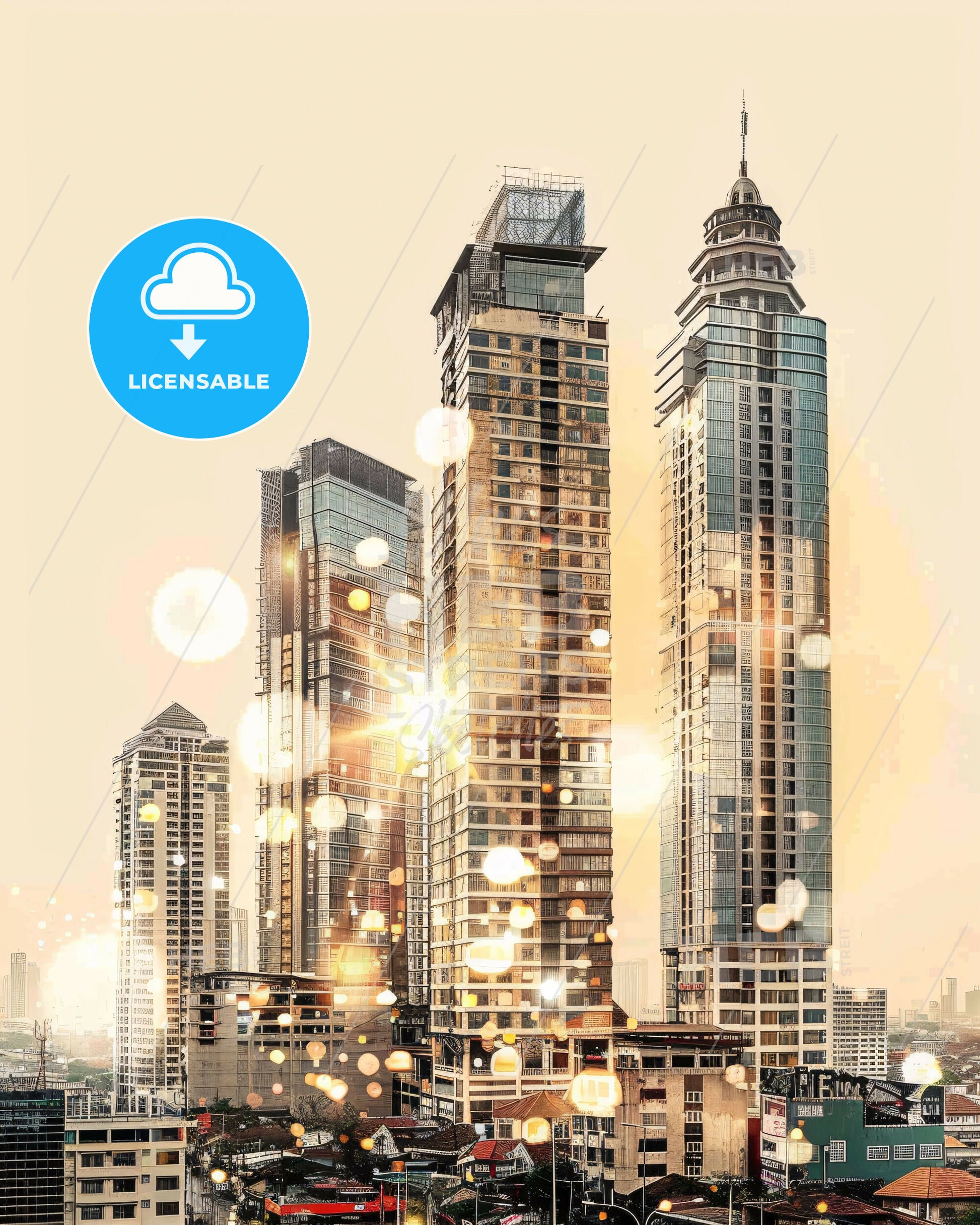 South Jakarta City Skyline Indonesia Poster - A city skyline with many tall buildings