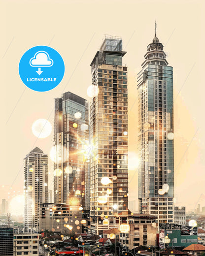 South Jakarta City Skyline Indonesia Poster - A city skyline with many tall buildings