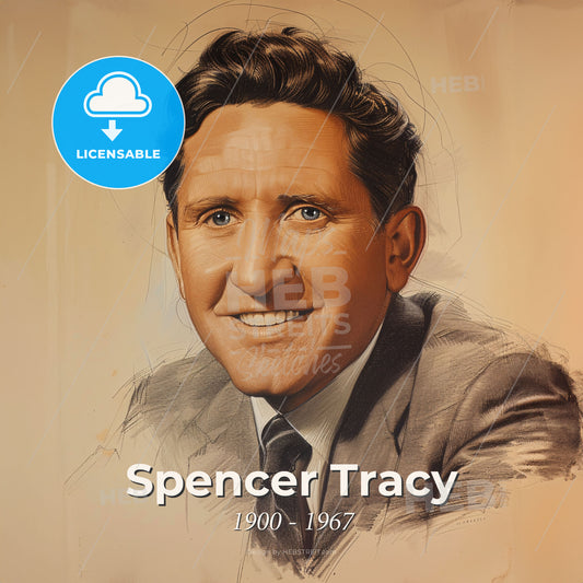 Spencer Tracy, 1900 - 1967, American actor - A Man In A Suit And Tie Print Template