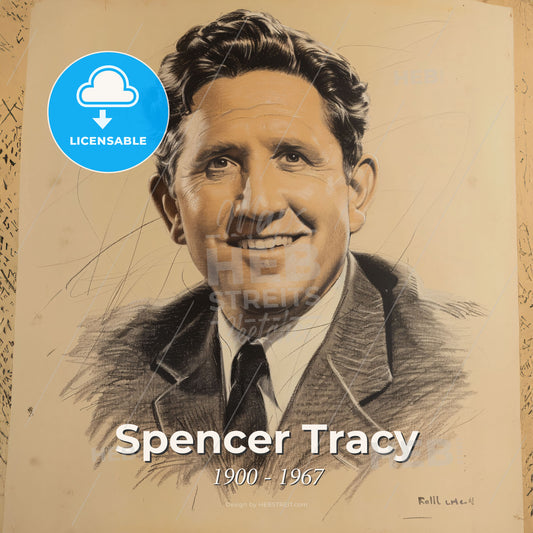 Spencer Tracy, 1900 - 1967, American actor - A Drawing Of A Man Print Template