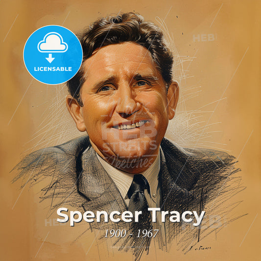 Spencer Tracy, 1900 - 1967, American actor - A Man In A Suit Smiling Print Template