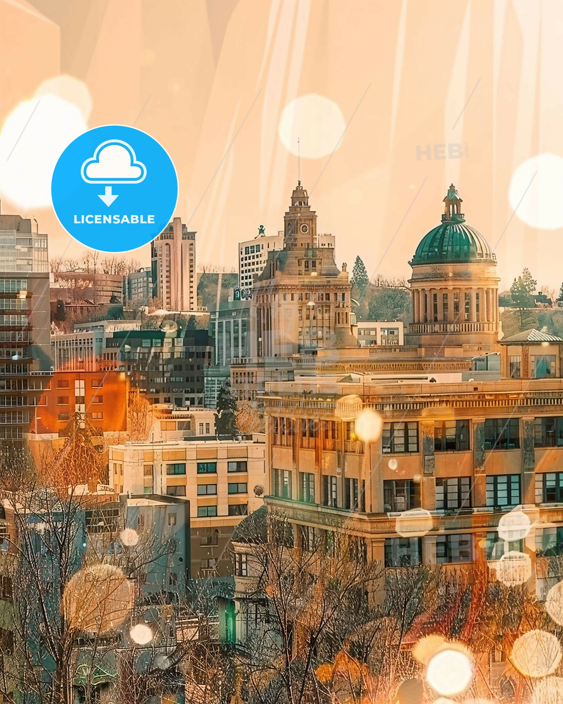 Spokane: City Lights and Architecture Art - A city with many buildings