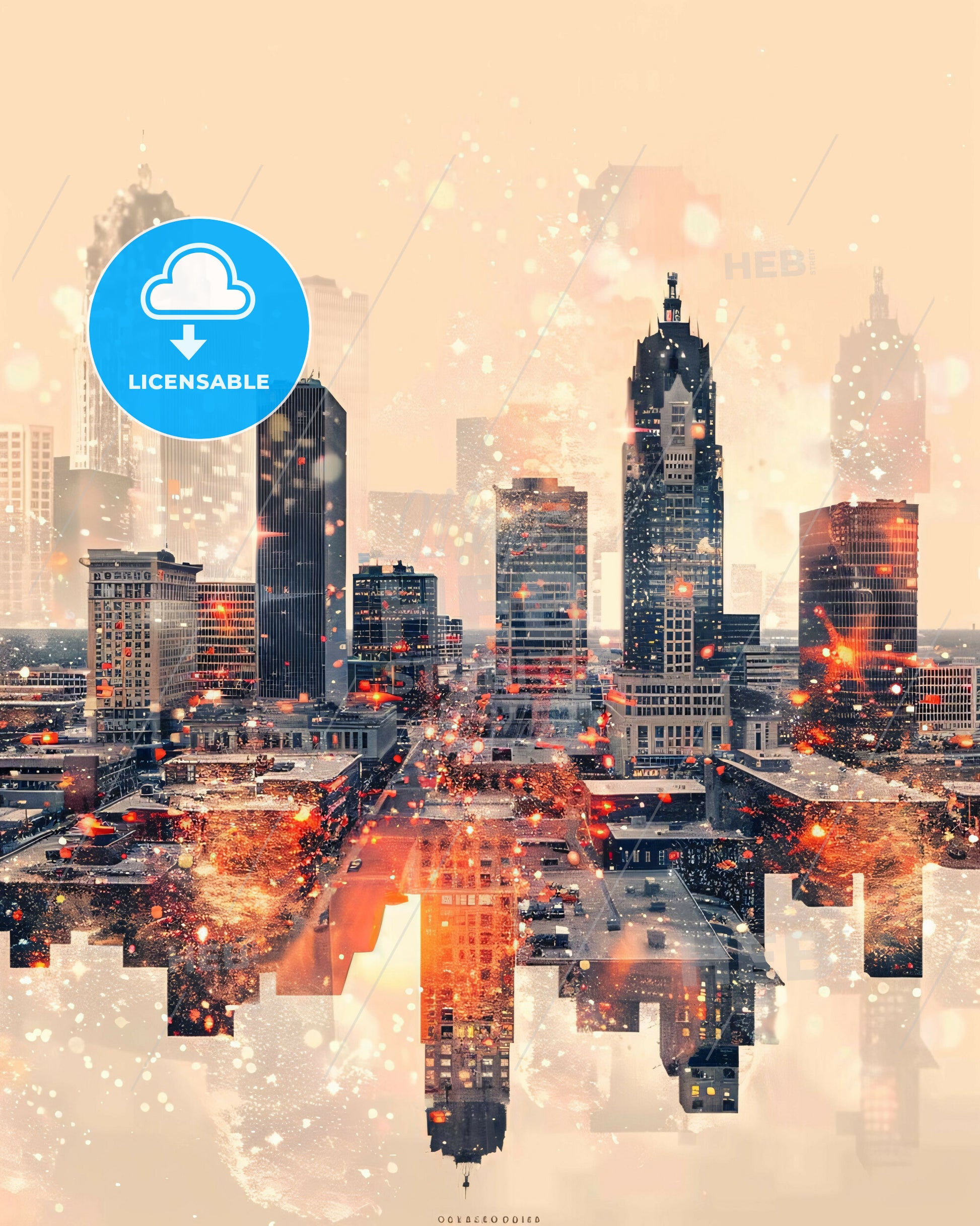 Springfield Illinois City Lights Skyline Poster - A city with many tall buildings