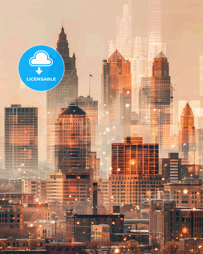 Springfield Skyline Local Print - A city skyline with many tall buildings