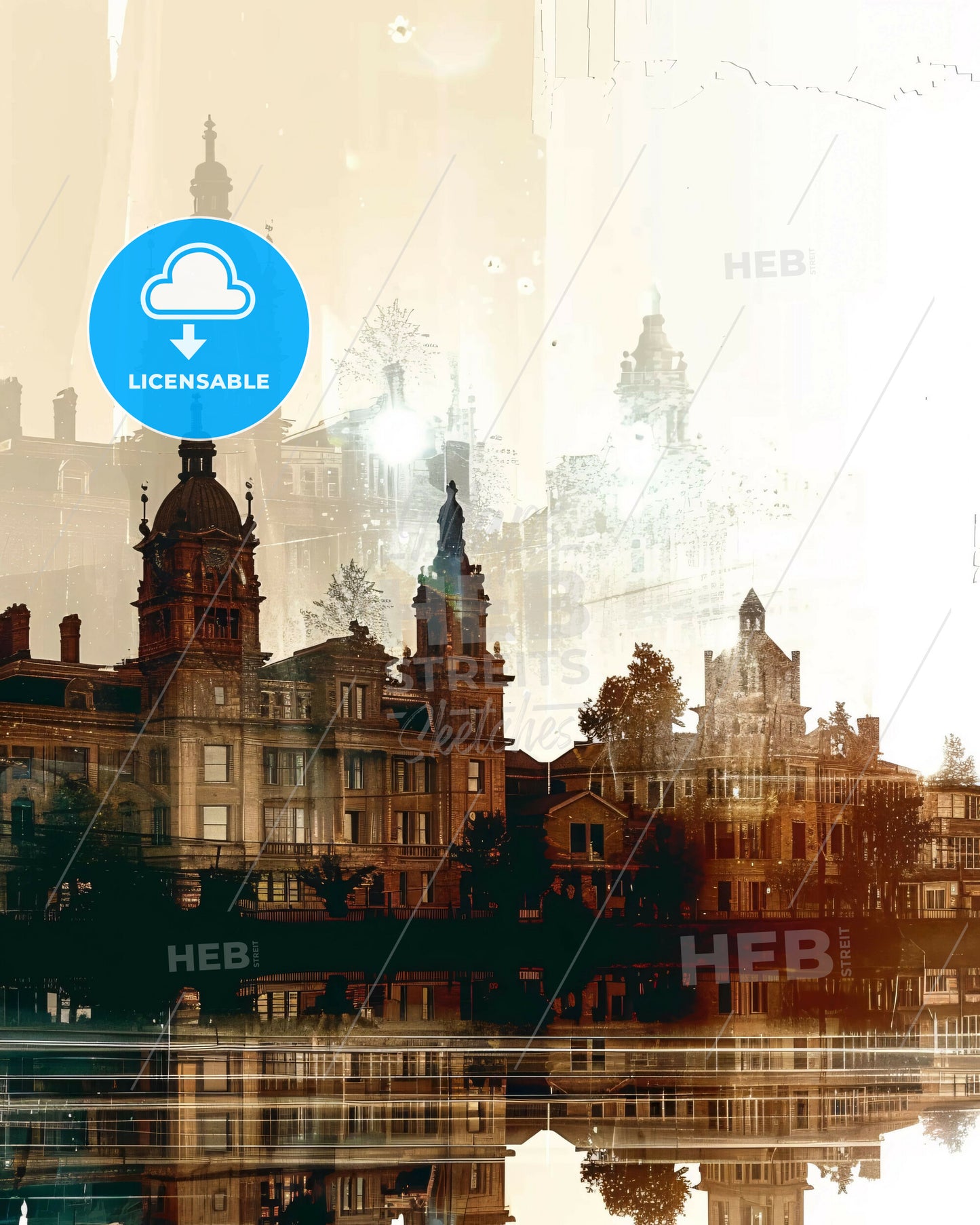 Springfield Skyline Bright Sparkles Local Glow - A building with towers and trees