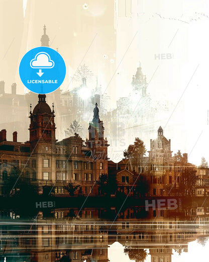 Springfield Skyline Bright Sparkles Local Glow - A building with towers and trees