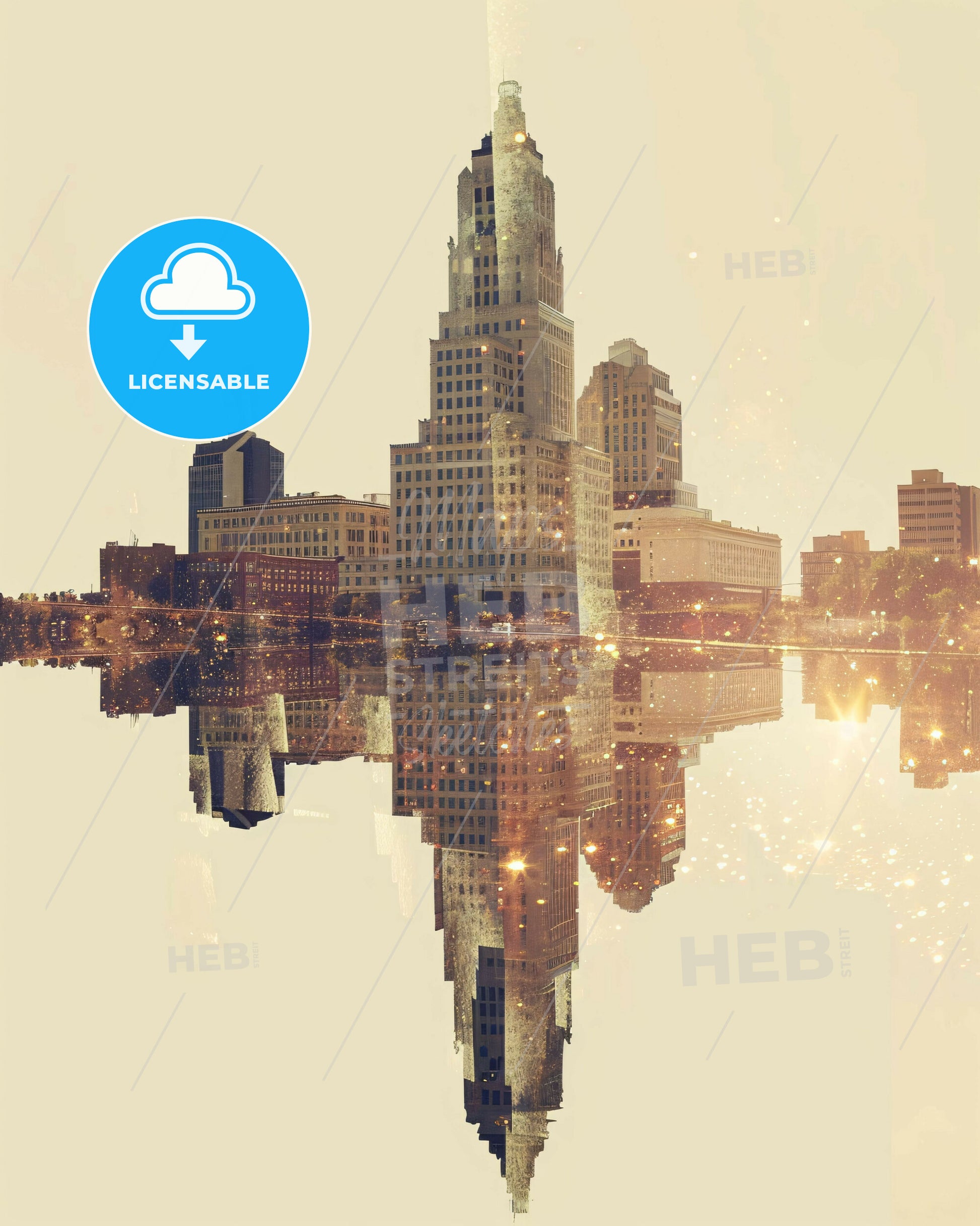 Springfield City Skyline in Double Exposure - A city with a reflection of a city