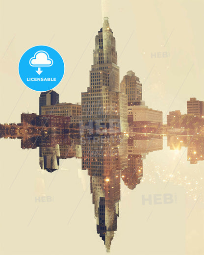 Springfield City Skyline in Double Exposure - A city with a reflection of a city