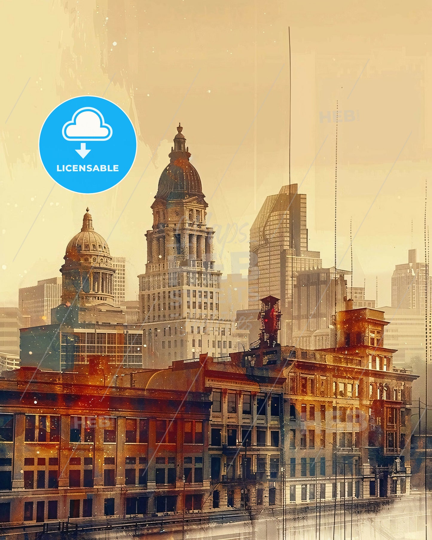 Springfield Skyline Cityscape Art Poster - A city skyline with many buildings