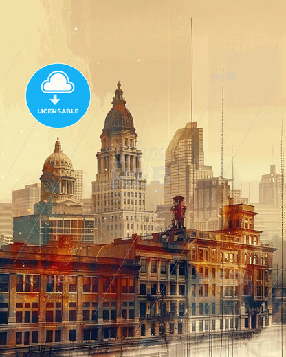 Springfield Skyline Cityscape Art Poster - A city skyline with many buildings