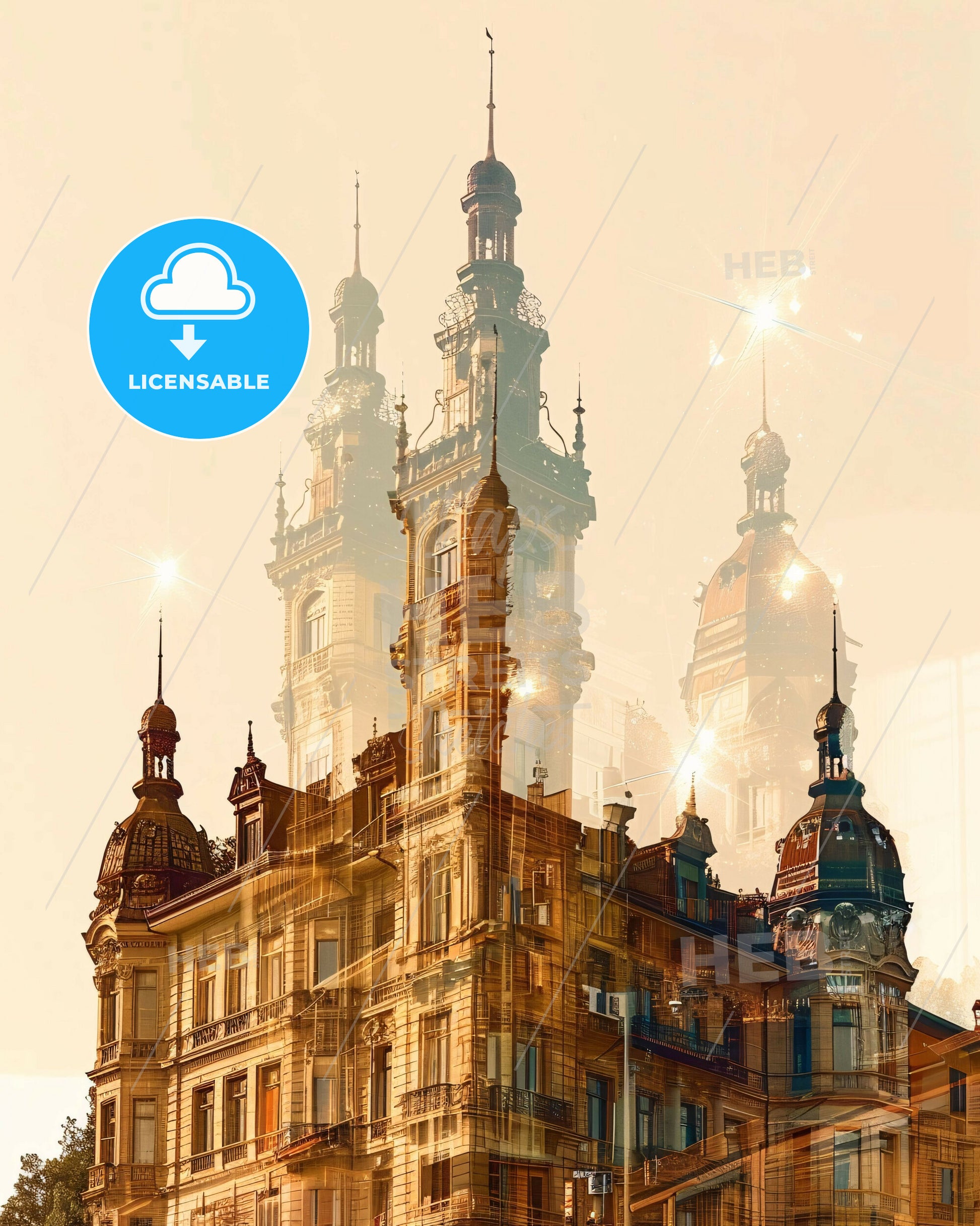 St. Gallen Cityscape Skyline Poster Art - A double exposure of a building