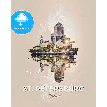 St. Petersburg Skyline Icon Composite Art - A reflection of a city - Square format print template