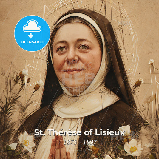 St. Thérèse of Lisieux, 1873 - 1897, French Carmelite nun - A Painting Of A Nun Print Template