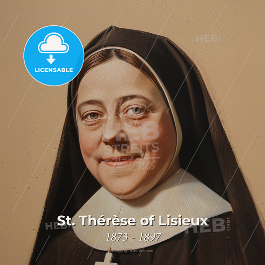 St. Thérèse of Lisieux, 1873 - 1897, French Carmelite nun - A Woman In A Nun's Head Print Template
