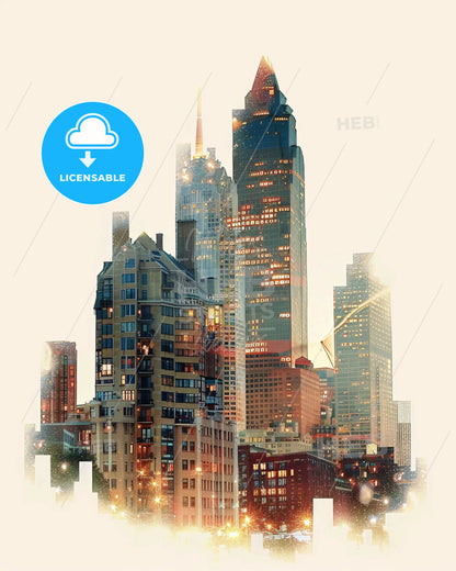 Stamford Skyline Cityscape Architecture Composite Art Poster - A city skyline with many tall buildings