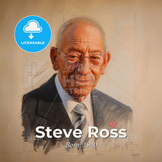 Steve Ross, Born: 1940, American real estate developer - A Portrait Of A Man Print Template