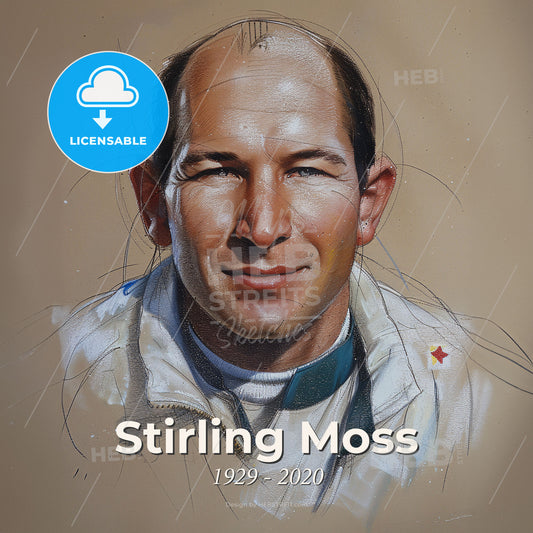 Stirling Moss, 1929 - 2020, British racing driver - A Drawing Of A Man Print Template