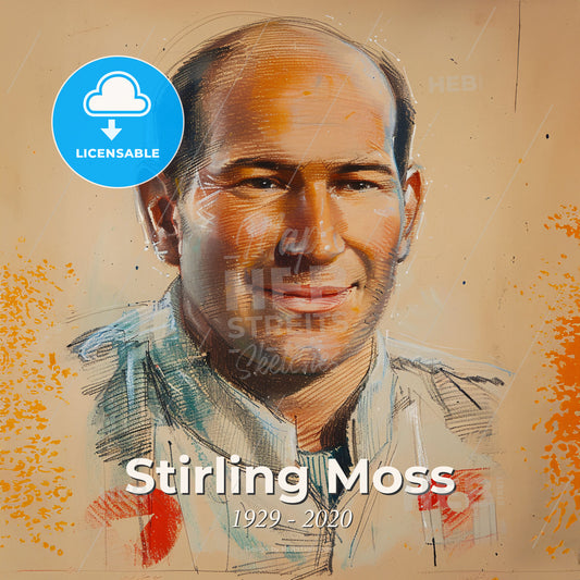 Stirling Moss, 1929 - 2020, British racing driver - A Drawing Of A Man Print Template