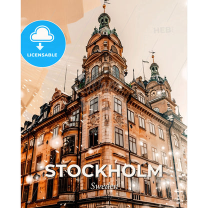 Stockholm Skyline Double Exposure Art Poster - A building with many windows - Square format print template