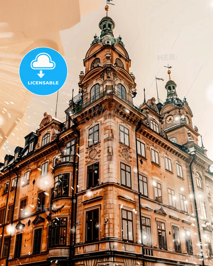 Stockholm Skyline Double Exposure Art Poster - A building with many windows