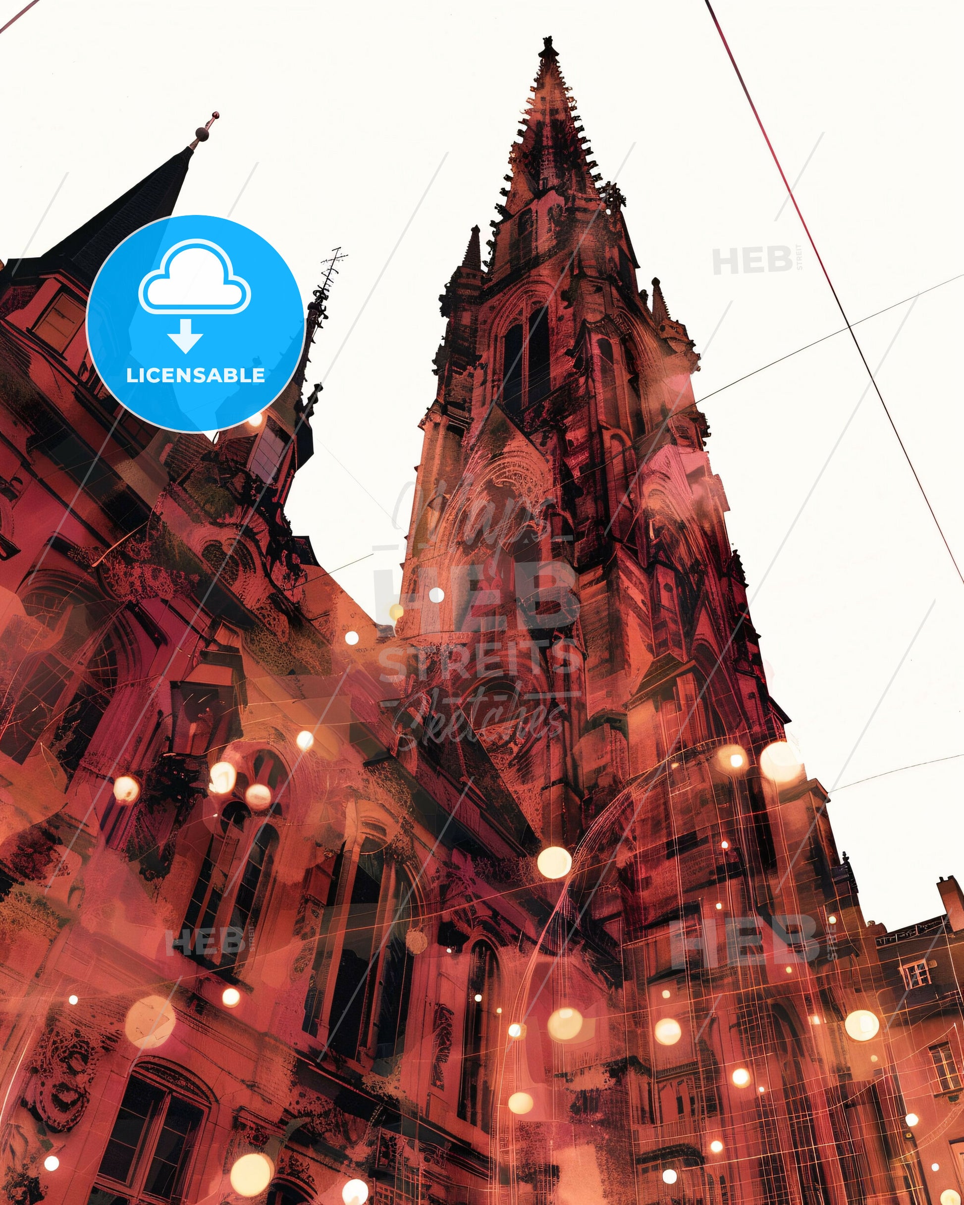 Strasbourg Skyline Double Exposure Poster - A tall building with a tall tower