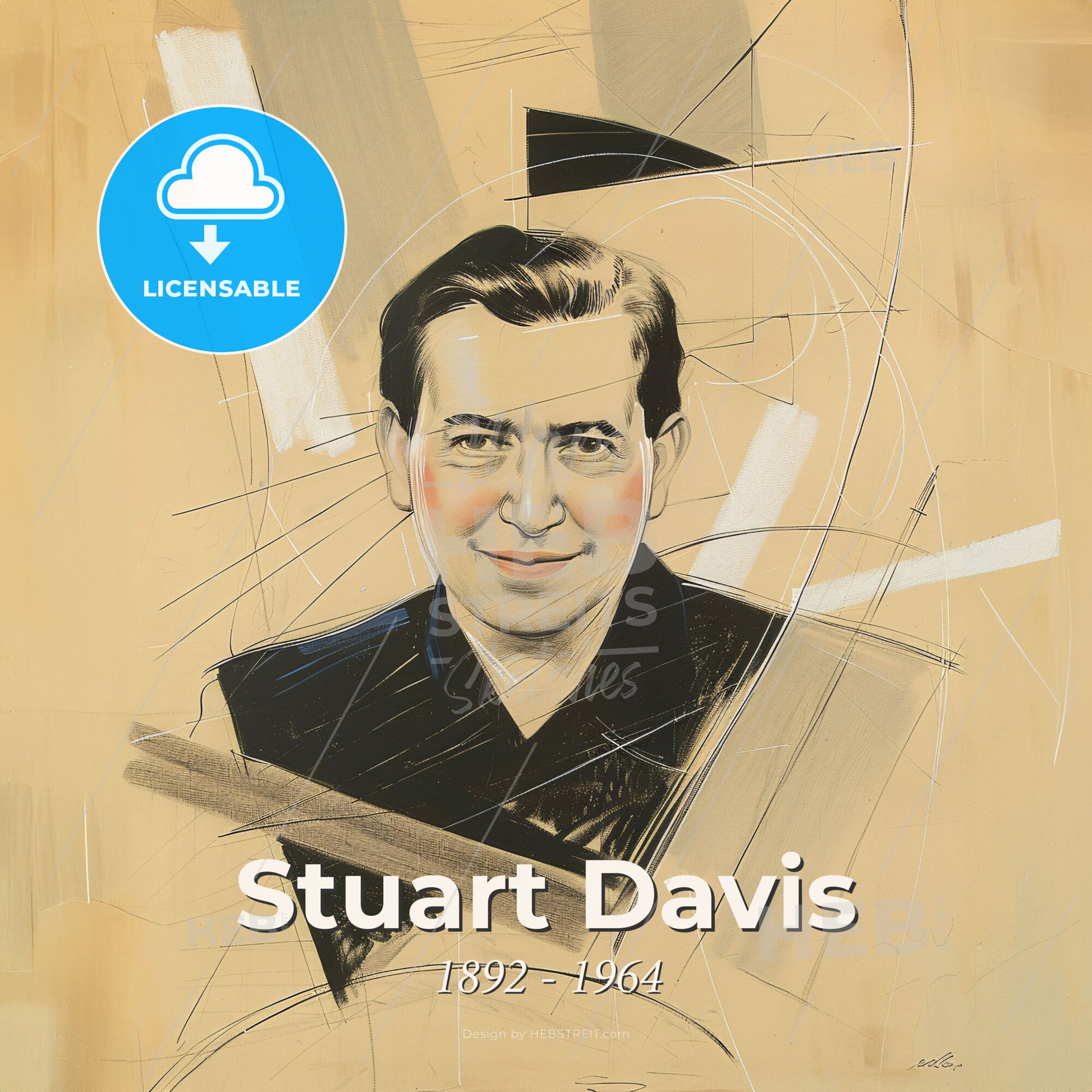 Stuart Davis, 1892 - 1964, American modernist painter - A Drawing Of A Man Print Template