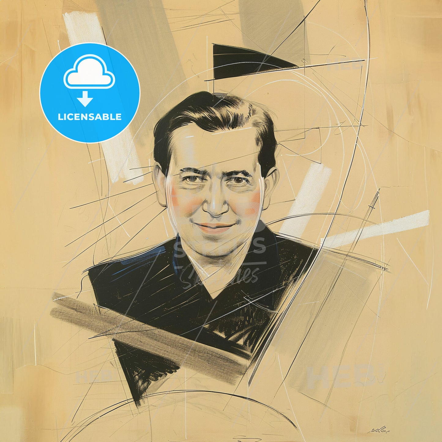 Stuart Davis, 1892 - 1964, American modernist painter - A Drawing Of A Man