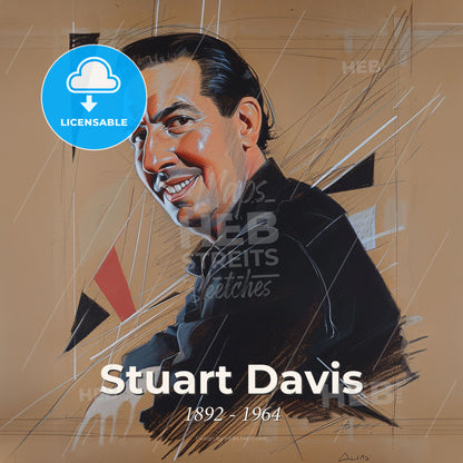 Stuart Davis, 1892 - 1964, American modernist painter - A Man In A Black Shirt Print Template