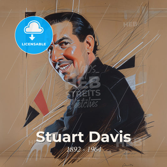 Stuart Davis, 1892 - 1964, American modernist painter - A Man In A Black Shirt Print Template