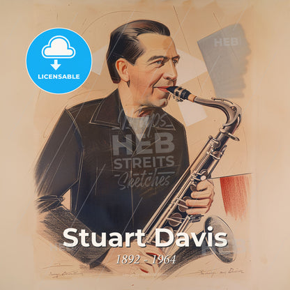 Stuart Davis, 1892 - 1964, American modernist painter - A Man Playing A Saxophone Print Template