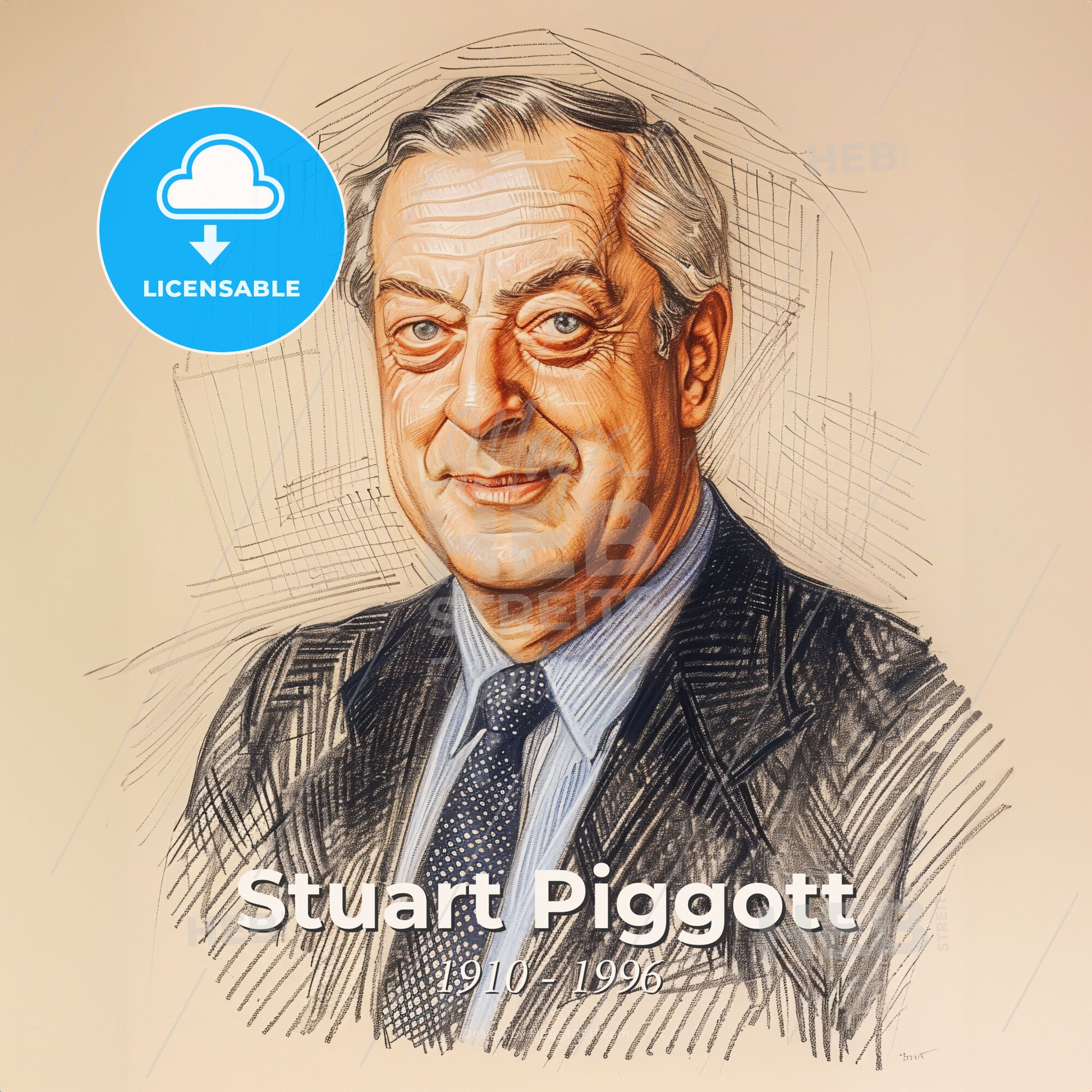Stuart Piggott, 1910 - 1996, British archaeologist - A Drawing Of A Man In A Suit Print Template