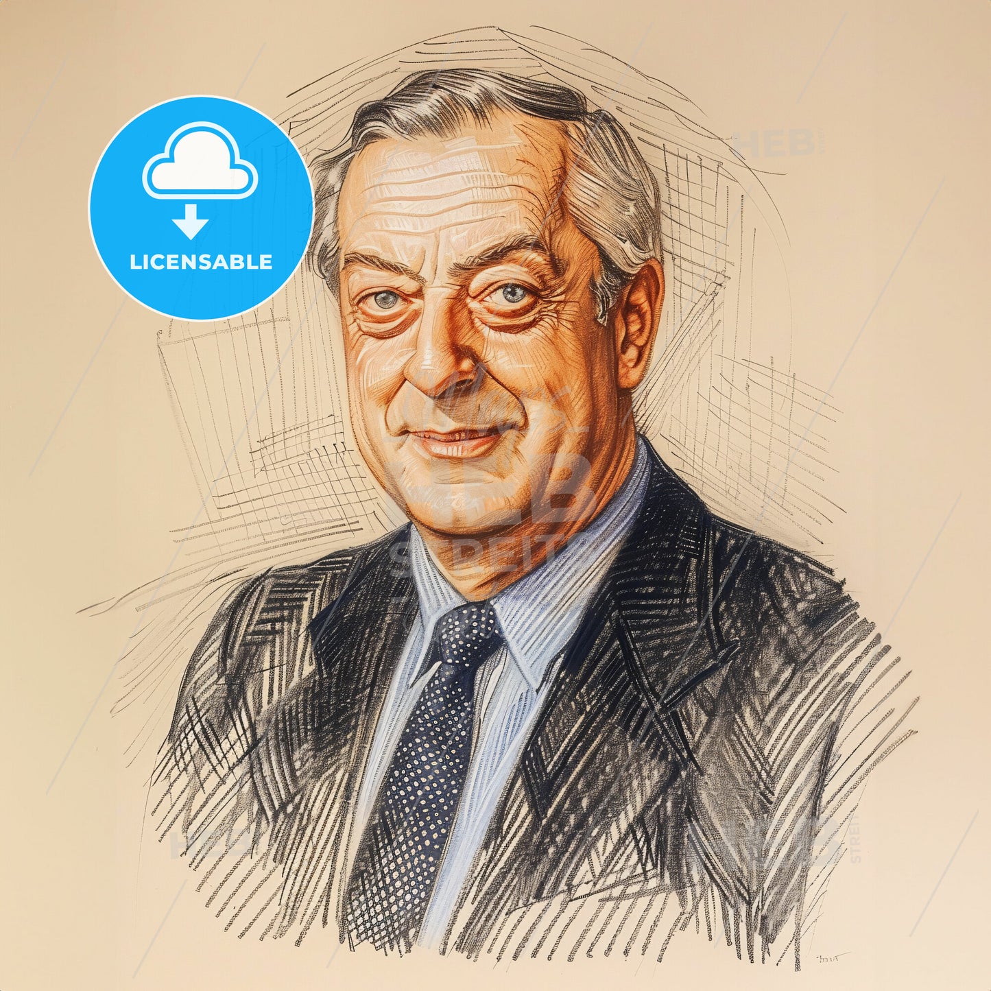 Stuart Piggott, 1910 - 1996, British archaeologist - A Drawing Of A Man In A Suit