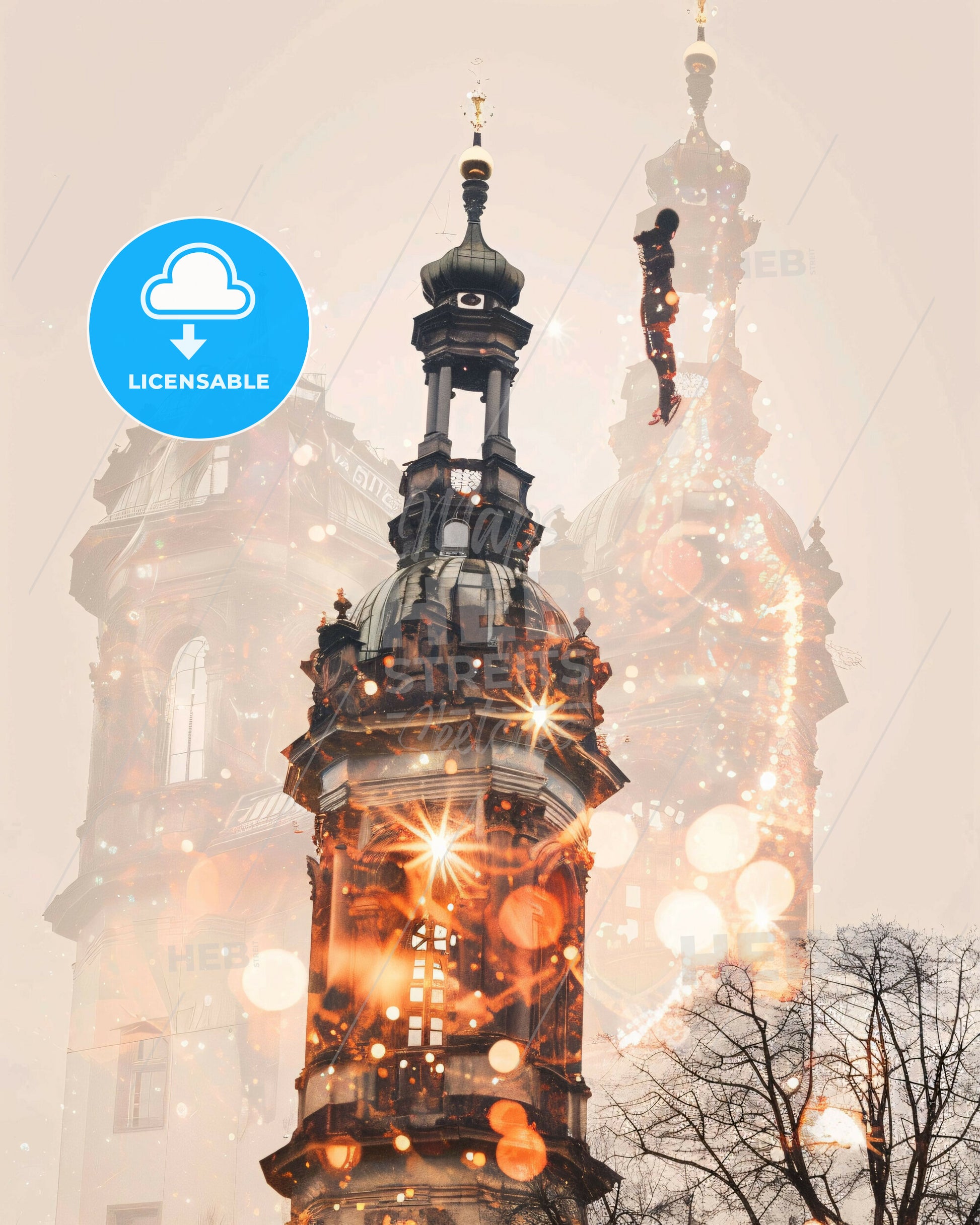 Stuttgart Skyline Poster: Timeless City Charm - A person jumping off a tower