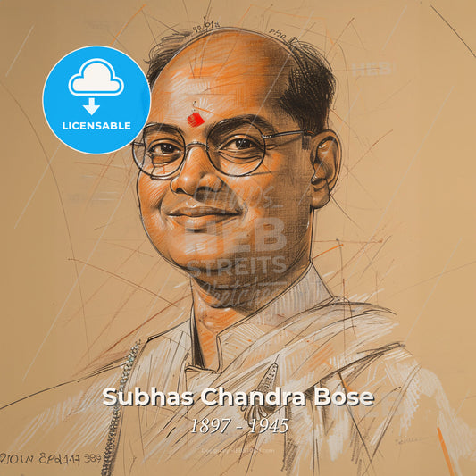 Subhas Chandra Bose, 1897 - 1945, Indian nationalist leader - A Drawing Of A Man Print Template