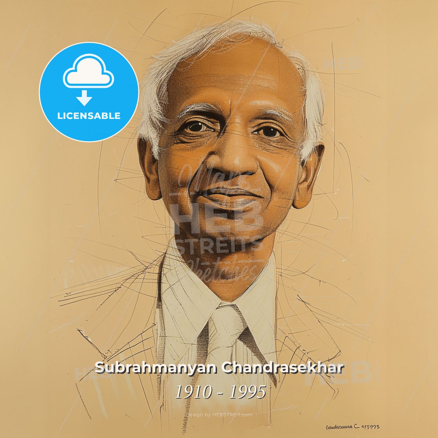 Subrahmanyan Chandrasekhar, 1910 - 1995, Indian-American astrophysicist - A Drawing Of A Man Print Template