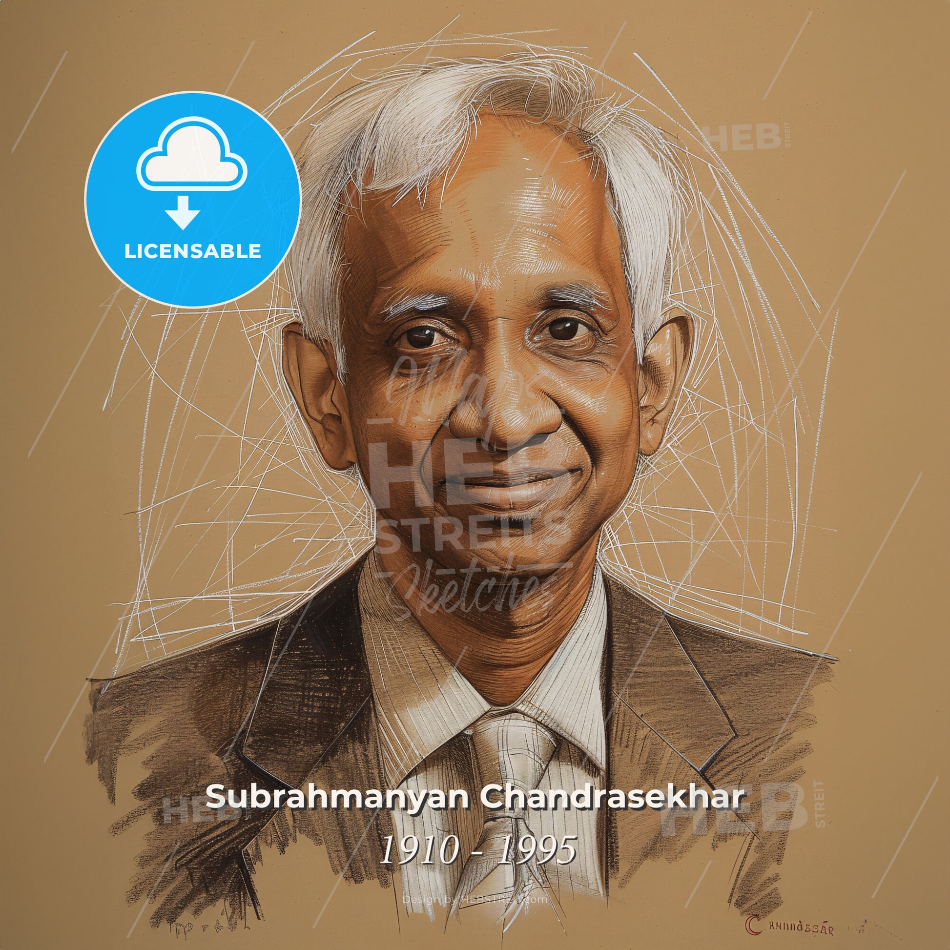 Subrahmanyan Chandrasekhar, 1910 - 1995, Indian-American astrophysicist - A Drawing Of A Man Print Template