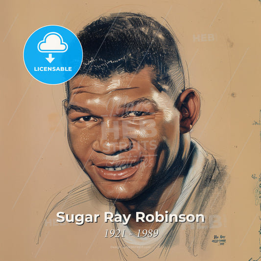 Sugar Ray Robinson, 1921 - 1989, American welterweight and middleweight boxer - A Drawing Of A Man Print Template