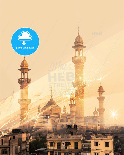 Sukkur Skyline Poster: Architectural Icons With Sparkle - A city with towers and towers