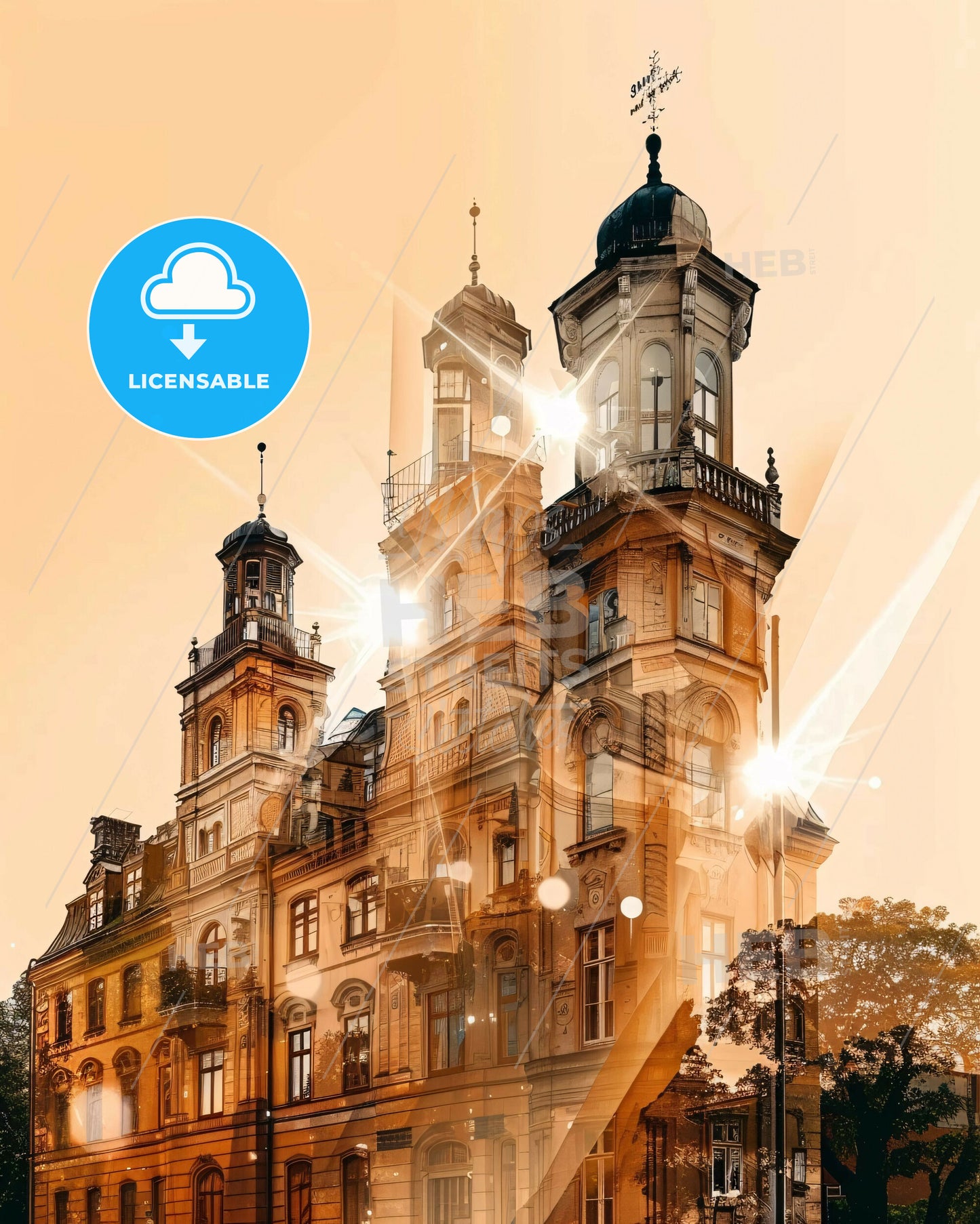 Sundsvall Skyline Double Exposure Composite Poster - A building with many windows