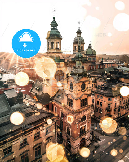 Sundsvall Skyline Double Exposure City Poster Art - A city with many buildings