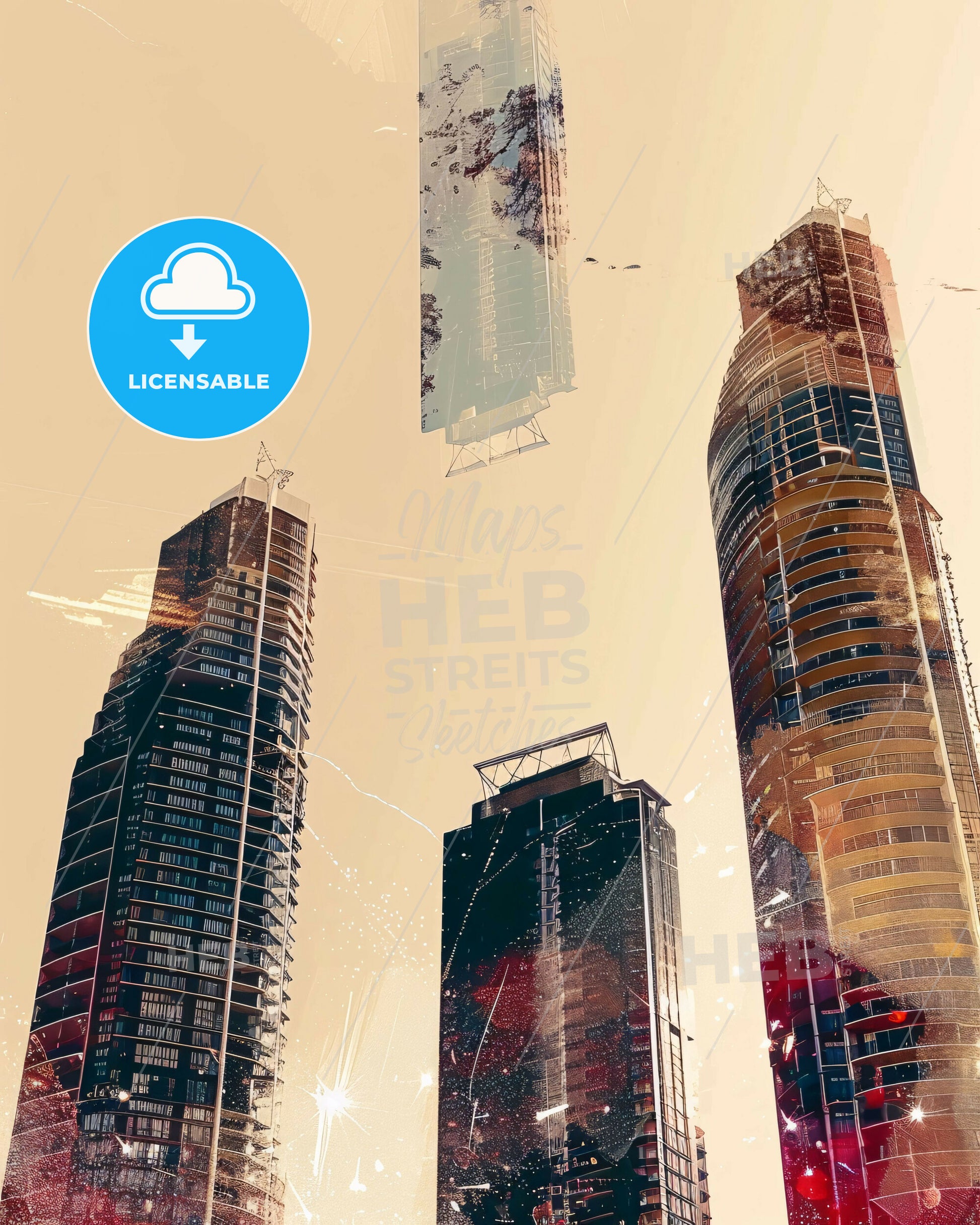 Sunshine Coast City Skyline Double Exposure - A group of tall buildings