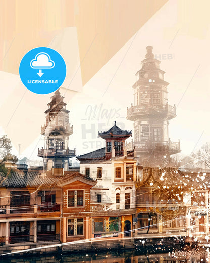 Suqian City Skyline Poster Art Print - A city with many buildings