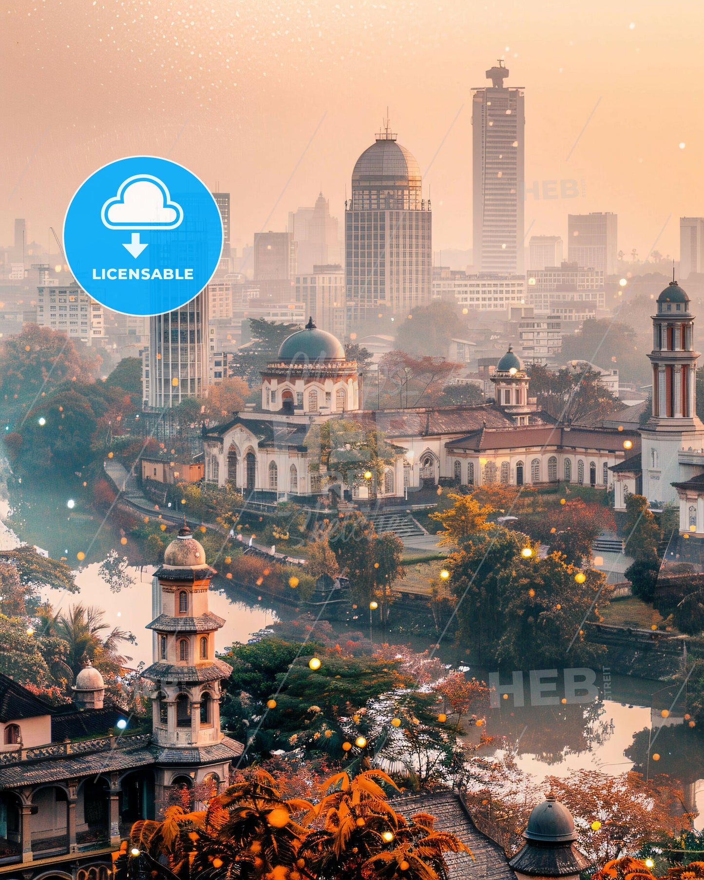 Surakarta Skyline Monumental Poster Art - A city with buildings and trees