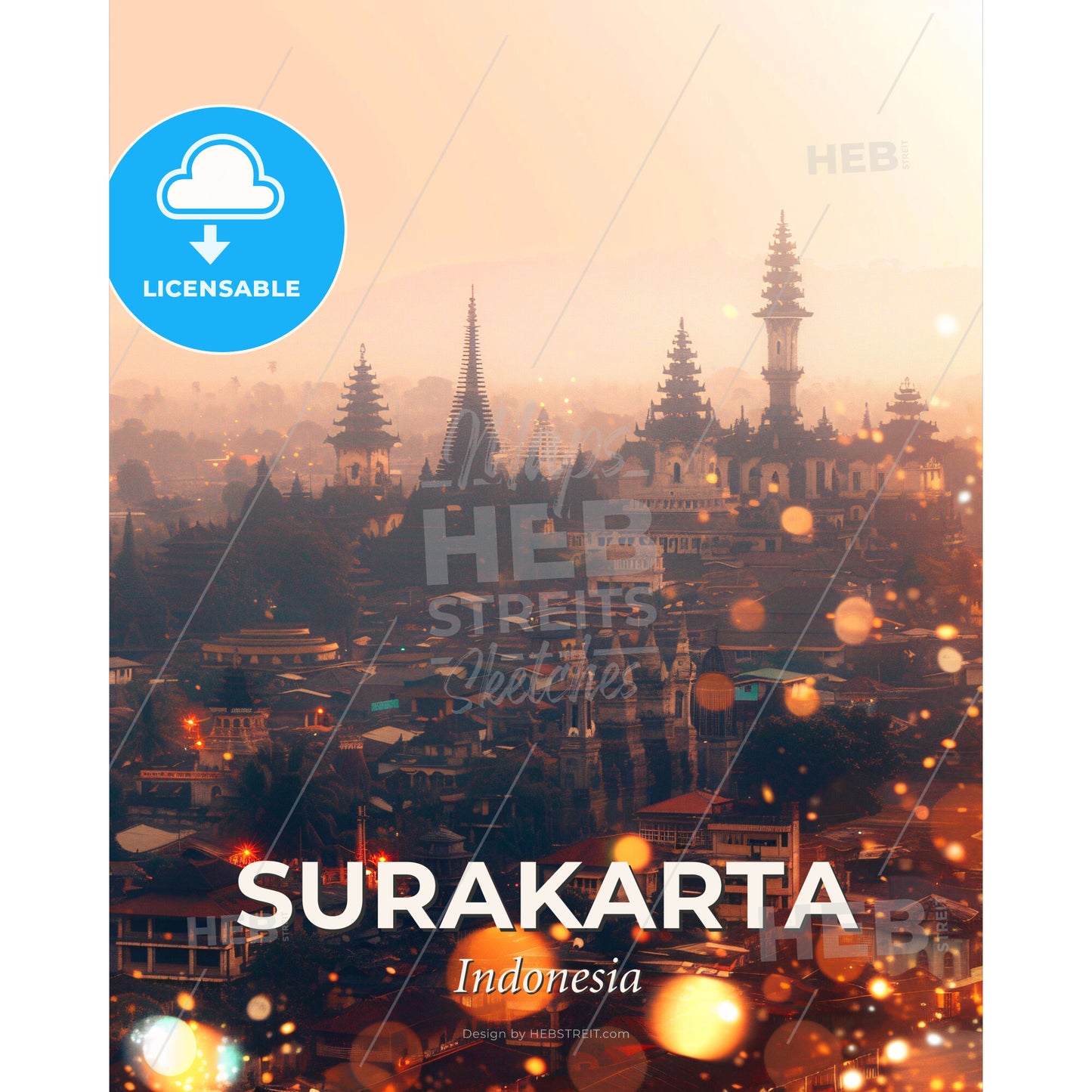 Surakarta Splendid Skyline Indonesia - A city with many towers and buildings - Square format print template