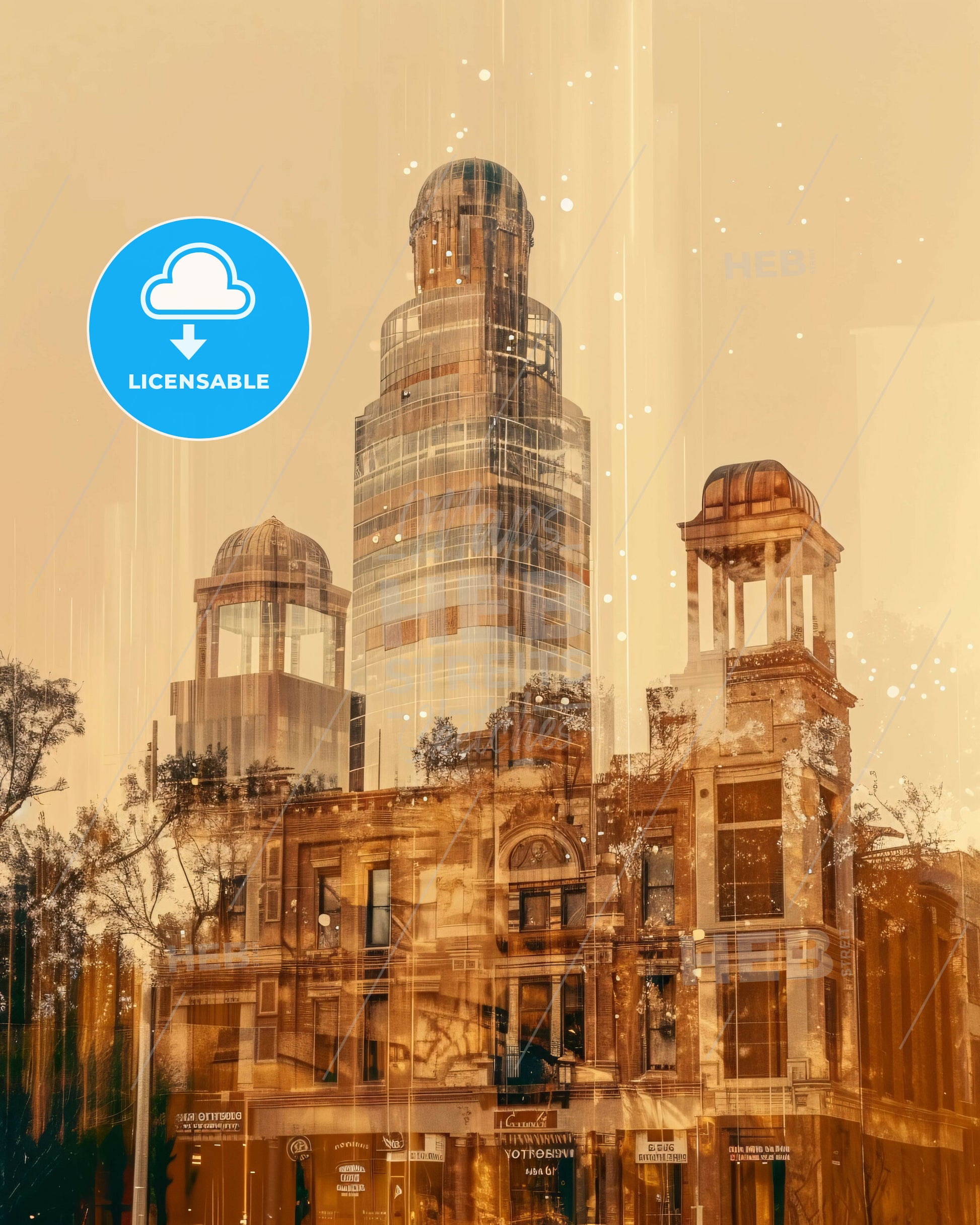 Surprise Arizona City Skyline Poster Art - A building with a tall tower