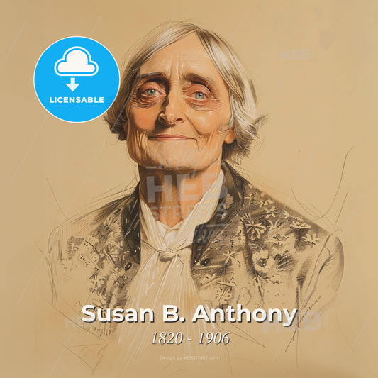 Susan B. Anthony, 1820 - 1906, American women's rights activist - A Woman With Grey Hair And A White Shirt Print Template