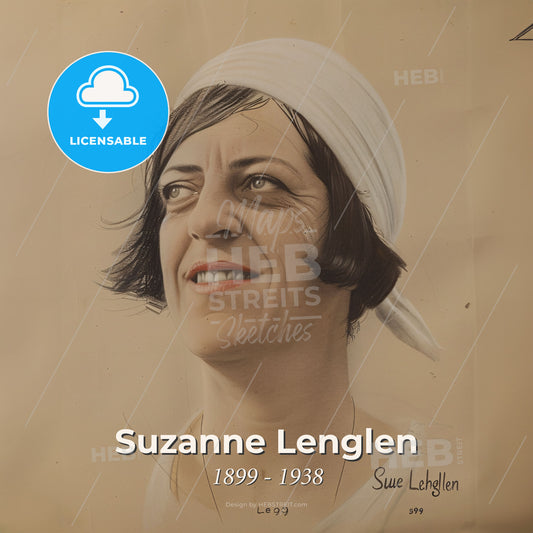 Suzanne Lenglen, 1899 - 1938, French tennis player - A Drawing Of A Woman Print Template