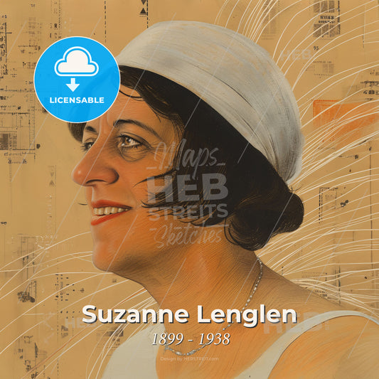 Suzanne Lenglen, 1899 - 1938, French tennis player - A Woman Wearing A Hat Print Template
