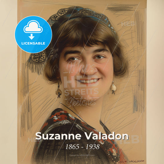 Suzanne Valadon, 1865 - 1938, French painter - A Woman Smiling At The Camera Print Template