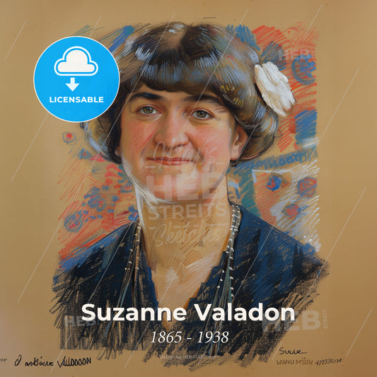 Suzanne Valadon, 1865 - 1938, French painter - A Woman With A Flower In Her Hair Print Template